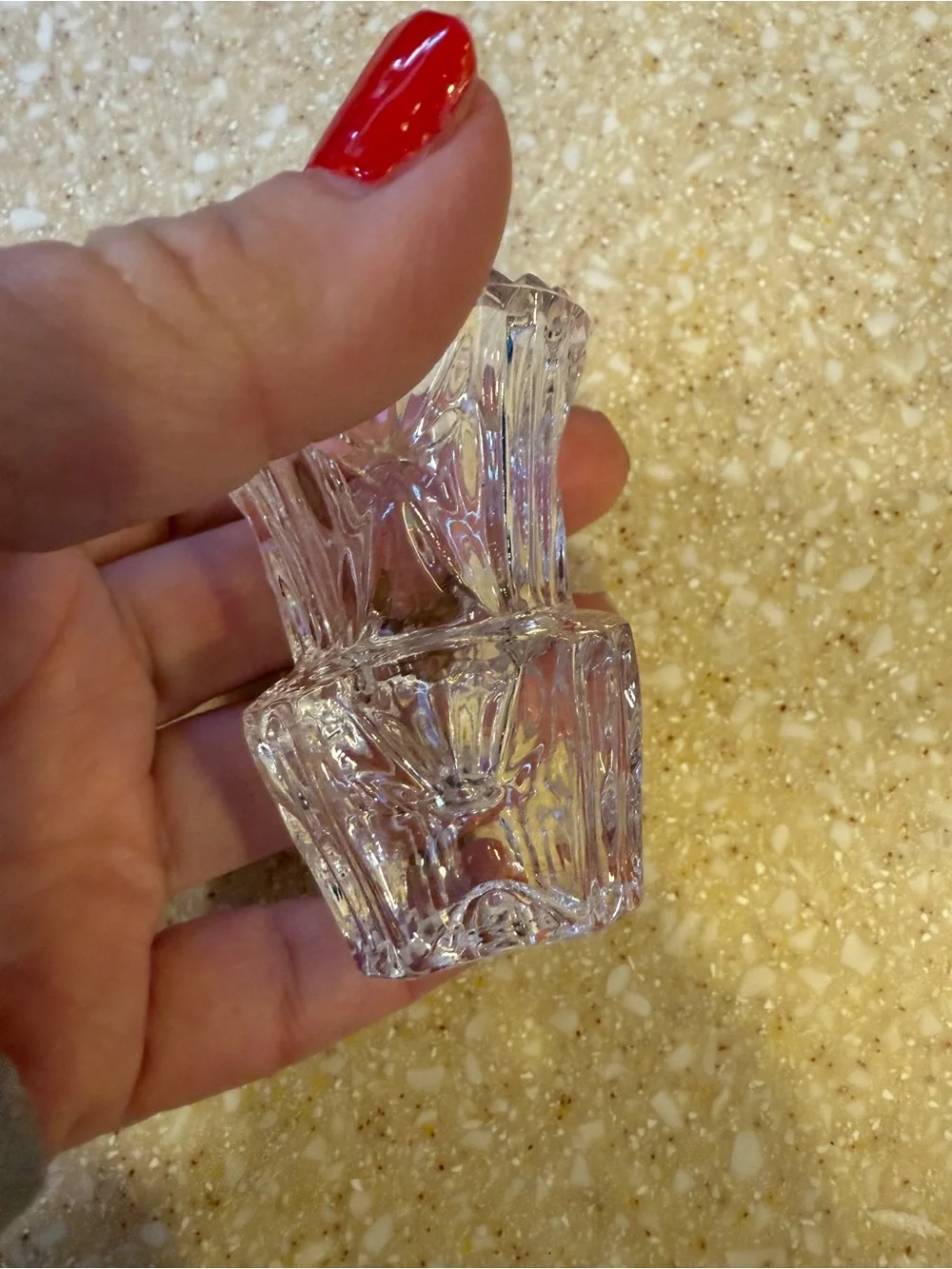 Vintage Clear Glass Cut-Style Decorative Toothpick Holder